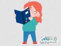 تصویر png دختر بچه با کتاب در دست