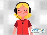 تصویر وکتوری دختر بچه با هدفون