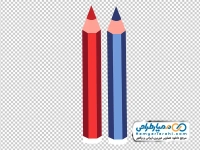 تصویر وکتوری مداد قرمز و آبی