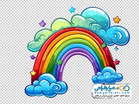 تصویر نقاشی رنگین کمان و ابر