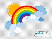 تصویر png رنگین کمان با وکتور ابر و خورشید