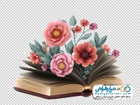 تصویر وکتوری کتاب با گل