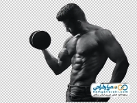 تصویر png مرد ورزشکار در حال دمبل زدن