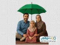 تصویر png خانواده ایرانی زیر چتر