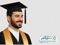 تصویر png پسر جوان با لباس فارغ التحصیلی
