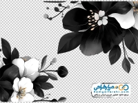 عکس سیاه و سفید حاشیه گل با فرمت png