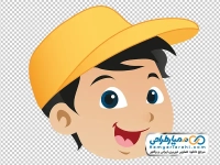عکس کارتونی صورتک پسر بچه با کلاه زرد