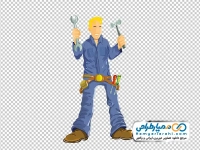 تصویر png مرد تعمیرکار با ابزار در دست