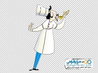 تصویر کارتونی سرآشپز در حال چشیدن غذا