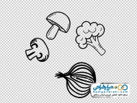 آیکون پیاز، قارچ و کلم بروکلی