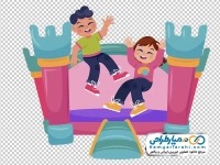 عکس وکتوری بچه ها در حال پریدن روی قلعه بادی