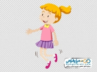 عکس کارتونی دختر بچه در حال پریدن در هوا