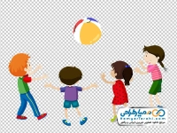تصویر کارتونی بچه ها در حال بازی با توپ