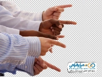 تصویر png دست های چند نژادی که با هم اشاره می کنند