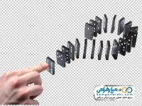 تصویر با کیفیت قطعات دومینو چیده شده به شکل علامت سوال
