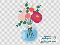 تصویر وکتوری دسته گل در گلدان شیشه ای