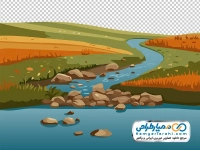 تصویر وکتوری منظره با جویبار