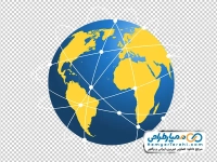 تصویر png کره زمین با خطوط ارتباطی