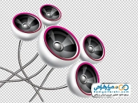 عکس وکتور رنگی بلندگو با سیم های سفید