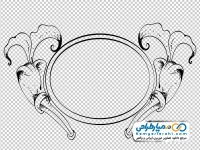 تصویر وکتوری قاب بیضی سیاه و سفید گلدار