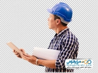 تصویر بدون پس زمینه مهندس ساختمان با کلاه ایمنی کار