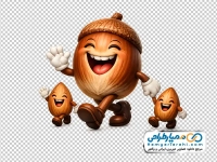 تصویر کارتونی دانه بلوط خندان در حال دویدن