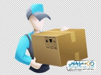 تصویر وکتوری پستچی با جعبه پست در دست
