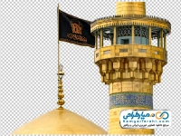 دانلود تصویر با کیفیت گنبد و گلدسته امام رضا با پرچم مشکی