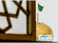 تصویر با کیفیت گنبد امام رضا با پرچم سبز و برف