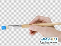 تصویر با کیفیت قلمو نقاشی در دست با رنگ آبی