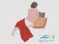 تصویر وکتوری خانم تکیه داده به بالش