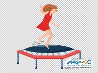 تصویر کارتونی دختر بچه روی ترامپولین