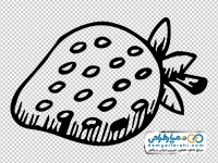 نقاشی کودکانه تک رنگ توت فرنگی