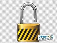 تصویر وکتوری قفل آویز با خطوط زرد و مشکی