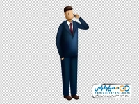 عکس وکتوری مرد با کت و شلوار در حال صحبت با تلفن