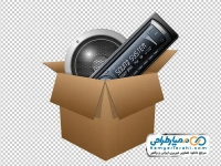 تصویر png باند و ضبط ماشین داخل کارتن