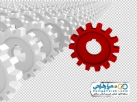عکس وکتوری چرخ دنده قرمز در میان چرخ دنده های سفید
