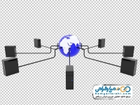 تصویر png سرور های متصل به کره زمین