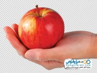 عکس png سیب قرمز روی دست