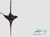 تصویر png ریختن شکلات مایع داخل قاشق