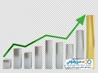 عکس وکتوری نمودار میله ای رشد با پیکان سبز