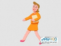 تصویر کارتونی خانم در حال راه رفتن