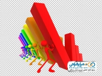عکس وکتوری آدمک های رنگی در حال صاف کردن پله های نمودار