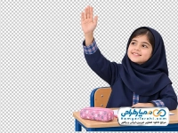 عکس png دانش آموز دختر پشت میز مدرسه